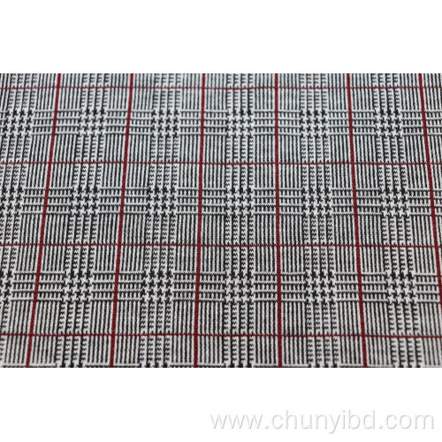 Red Checkered Jacquard Fabrics In Black And White